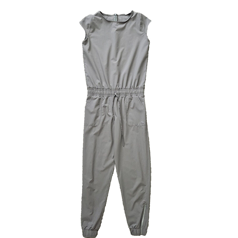 Albion (Womens Size XS) Jumpsuit Gray Cap Sleeve Trim Jogger Leg Ankle Zipper